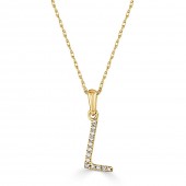 14K YELLOW GOLD DIAMOND L INITIAL PENDANT