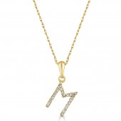 14K YELLOW GOLD DIAMOND M INITIAL PENDANT