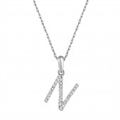 14K WHITE GOLD DIAMOND N INITIAL PENDANT
