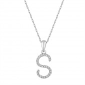 14K WHITE GOLD DIAMOND S INITIAL PENDANT