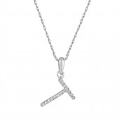 14K WHITE GOLD DIAMOND T INITIAL PENDANT