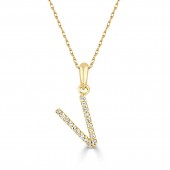 14K YELLOW GOLD DIAMOND V INITIAL PENDANT