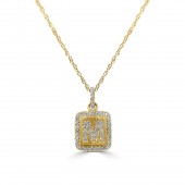 14K YELLOW GOLD DIAMOND M INITIAL PENDANT