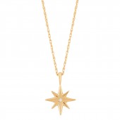 14K YELLOW GOLD STARBURST NECKLACE WITH DIAMOND