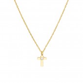 14K YELLOW GOLD  DIAMOND CROSS NECKLACE