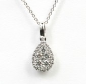 14K WHITE GOLD DIAMOND PEAR SHAPE CLUSTER  PENDANT