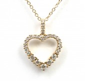 14K YELLOW GOLD DIAMOND OPEN HEART PENDANT