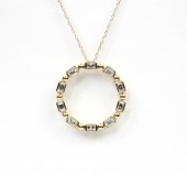 14K YELLOW GOLD DIAMOND CIRCLE PENDANT