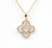 14K YELLOW GOLD DIAMOND CLOVER PENDANT