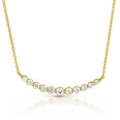 14K YELLOW GOLD DIAMOND CURVED BAR NECKLACE