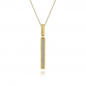 14K YELLOW GOLD ELONGATED PYRAMID .13CTW DIAMOND DROP NECKLACE