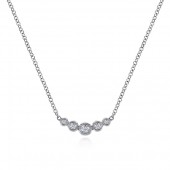 14K WHITE GOLD DIAMOND CURVED BAR NECKLACE
