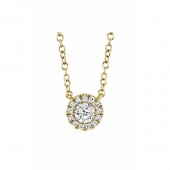 14K YELLOW GOLD DIAMOND HALO PENDANT