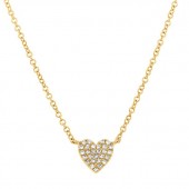 14K YELLOW GOLD DIAMOND PAVE HEART NECKLACE