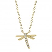 14K YELLOW GOLD DIAMOND DRAGONFLY PENDANT
