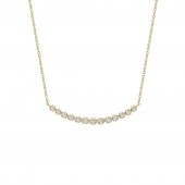 14K YELLOW DIAMOND CROWN SETTING BAR NECKLACE .91CTW