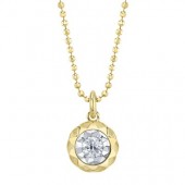 14K YELLOW GOLD ILLUSION HEAD PENDANT ON FACETED BALL CHAIN