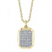14K YELLOW GOLD GEO DOG TAG NECKLACE .47ctw