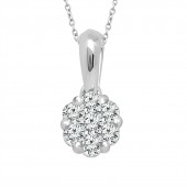 IDEAL COLLECTION 14K WHITE GOLD DIAMOND FLOWER CLUSTER PENDANT