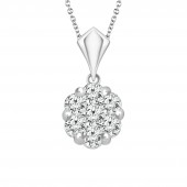 IDEAL COLLECTION 14K WHITE GOLD DIAMOND DIAMOND CLUSTER FLOWER PENDANT