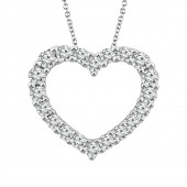 IDEAL COLLECTION 14K WHITE GOLD DIAMOND HEART PENDANT