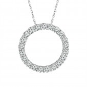 IDEAL COLLECTION 14K WHITE GOLD DIAMOND CIRCLE PENDANT