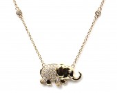 14K YELLOW GOLD DIAMOND ELEPHANT STATION NECKLACE