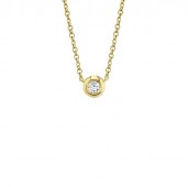 14K YELLOW GOLD DIAMOND BEZEL NECKLACE .10CT