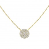 14K YELLOW GOLD DIAMOND PAVE DISC PENDANT .12CTW
