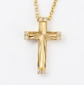 14K YELLOW GOLD DIAMOND CROSS PENDANT .03CTW