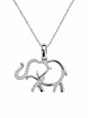 14K WHITE GOLD DIAMOND ELEPHANT PENDANT