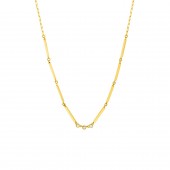 14K YELLOW GOLD DIAMOND RECTANGULAR BAR LINK NECKLACE