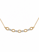 14K YELLOW GOLD DIAMOND LINK BAR NECKLACE