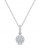 14K WHITE GOLD DIAMOND FLOWER PENDANT