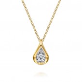 14K TWO TONED DIAMOND TEARDROP PENDANT