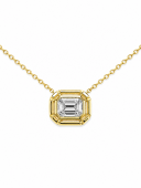 14K YELLOW GOLD EMERALD CUT DIAMOND PENDANT