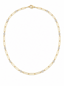 14K TWO TONE DIAMOND BEZEL SET NECKLACE