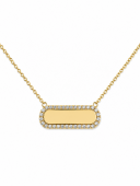14K YELLOW GOLD DIAMOND ID PLATE NECKLACE