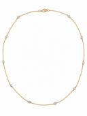 14K TWO TONE DIAMOND STATION NECKLACE