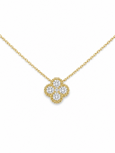 14K YELLOW GOLD DIAMOND CLOVER NECKLACE
