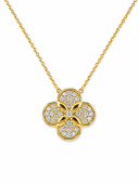 14K YELLOW GOLD DIAMOND FLOWER NECKLACE