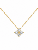 14K YELLOW GOLD DIAMOND CLOVER NECKLACE