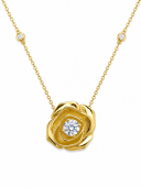 14K YELLOW GOLD DIAMOND FLOWER PENDANT