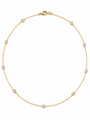 14K TWO TONE DIAMOND STATION NECKLACE