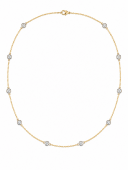 14K TWO TONE DIAMOND STATION NECKLACE