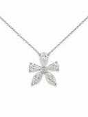 14K WHITE GOLD DIAMOND FLOWER PENDANT