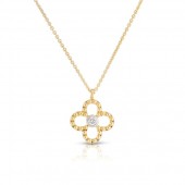 14K YELLOW AND WHITE GOLD DIAMOND CLOVER PENDANT