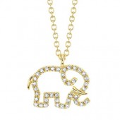 14K YELLOW GOLD DIAMOND ELEPHANT PENDANT