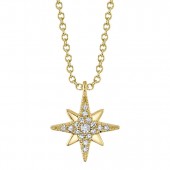 14K YELLOW GOLD DIAMOND NORTH STAR NECKLACE