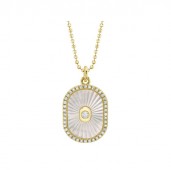 14K YELLOW GOLD DIAMOND & MOTHER OF PEARL PENDANT